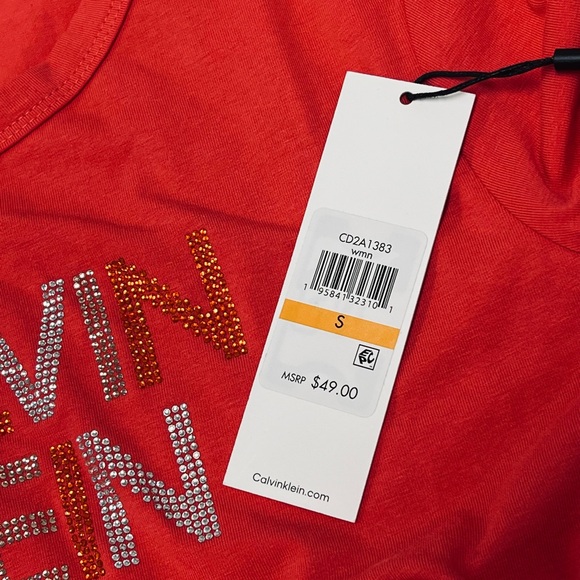 Calvin Klein Relaxed Short Sleeve Midi Logo T-Shirt Dress Watermelon Size S - Picture 9 of 9